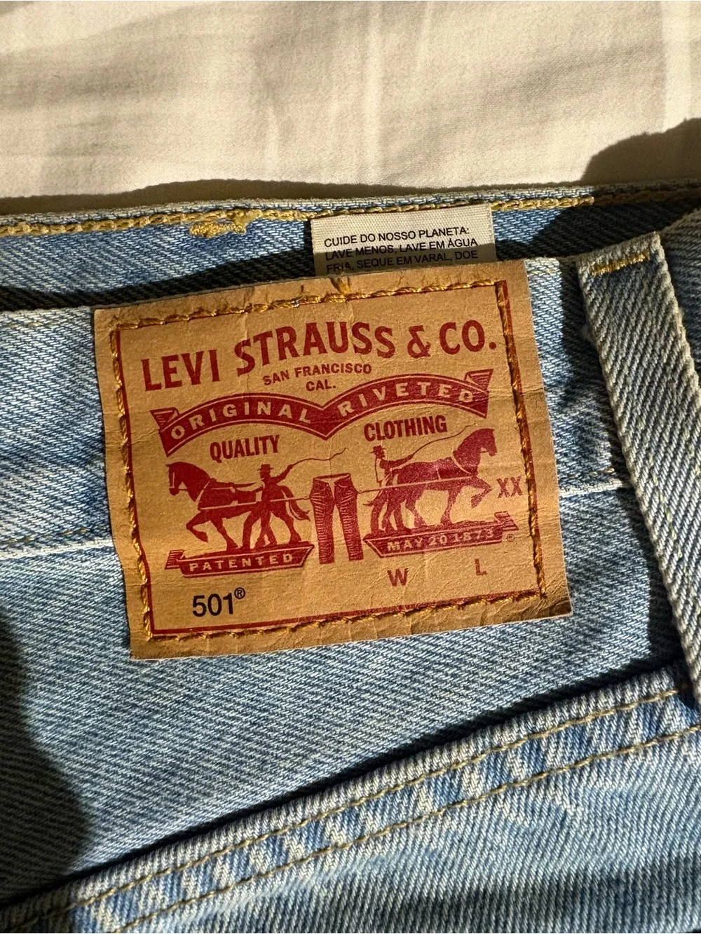Levi's Light Wash Distressed Denim Shorts
